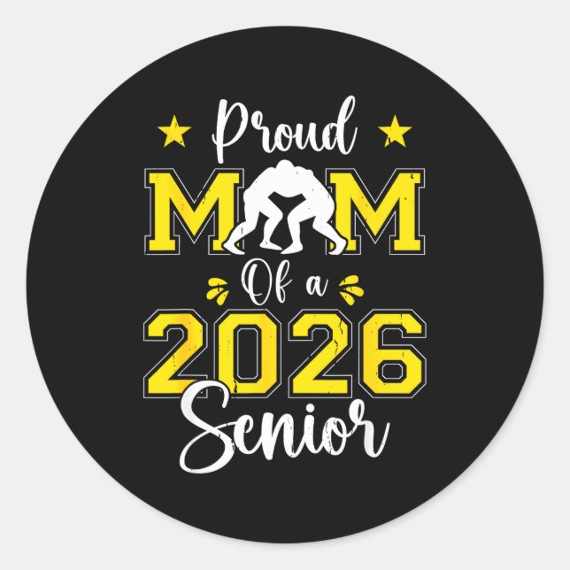 Adesivo Redondo Senior Wrestling Mom 2026 Senior Mom Cl Of 2026  (Frente)