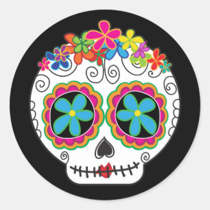 Adesivo Redondo Señorita Calavera