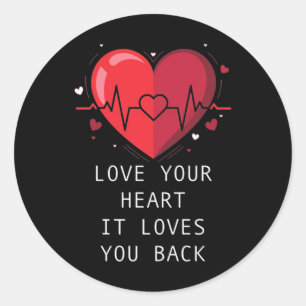 Adesivo Redondo Sensação de saúde cardíaca Siga Vermelho e Saudáve