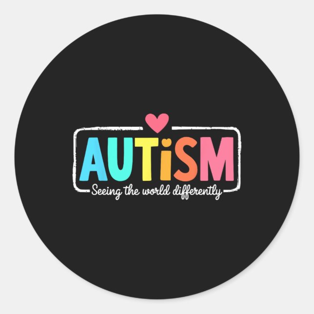 Adesivo Redondo Sensibilização Autismo Apoia A Diferença Do Mundo (Frente)