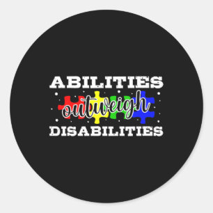 Adesivo Redondo Sensibilização Autismo - As capacidades superam as