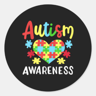 Adesivo Redondo Sensibilização do Autismo, Pequeno, Preto