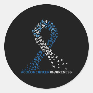 Adesivo Redondo Sensibilização do Cancer Colonoscopia Fita Azul Ma