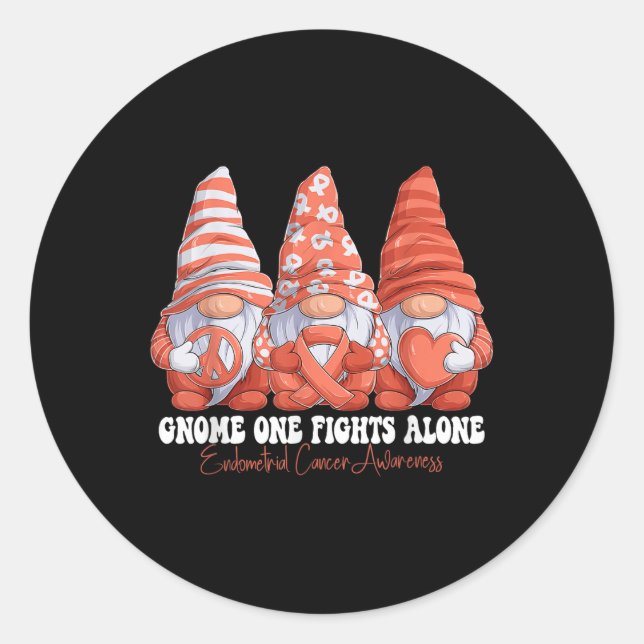 Adesivo Redondo Sensibilização do Cancer Endometrial Mês Peach Fri (Frente)