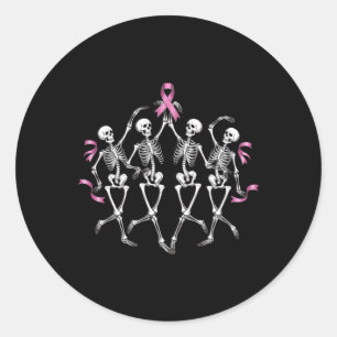 Adesivo Redondo Sensibilização do Cancer Mama Esqueleto Dançando R