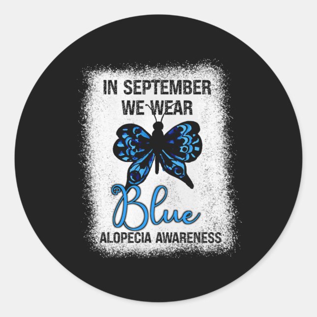 Adesivo Redondo Sensibilização Em Setembro Vestimos Borboleta Azul (Frente)