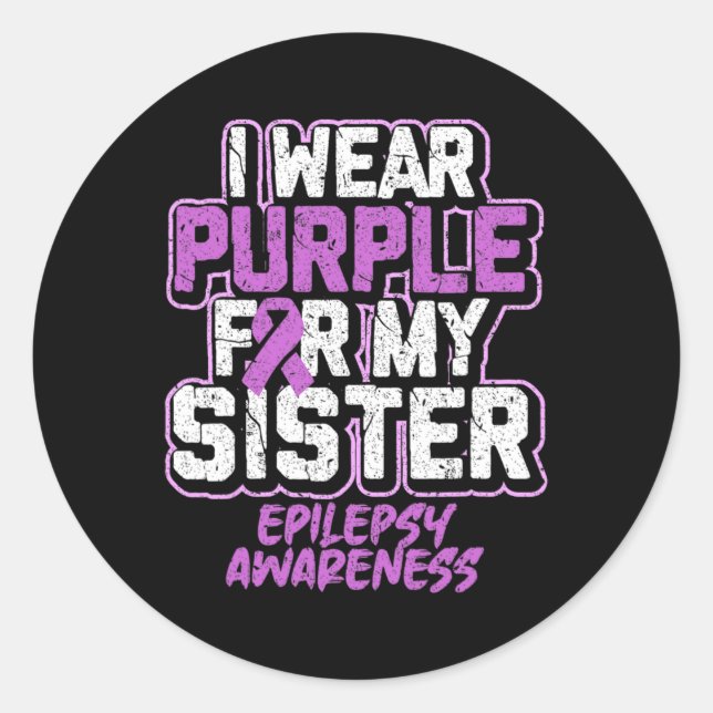 Adesivo Redondo Sensibilização Epilepsia Eu Visto Roxo Para Minha  (Frente)