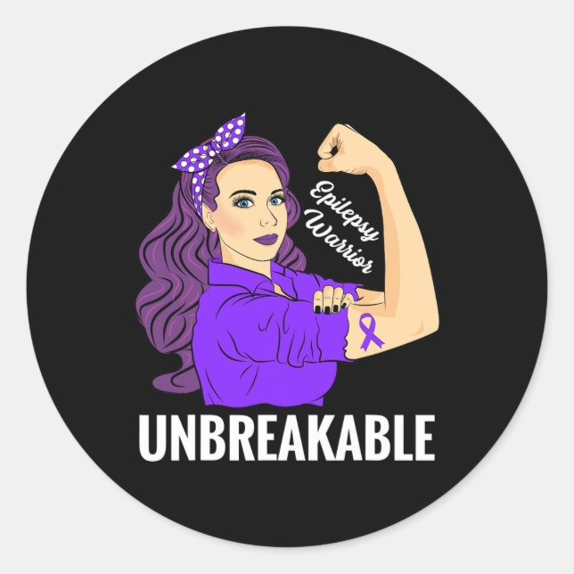 Adesivo Redondo Sensibilização Epilepsia Guerreiro de Fita Roxo Ep (Frente)