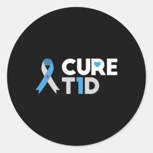 Adesivo Redondo Sensibilização para a Diabetes Cura T1d Tipo 1 Ins