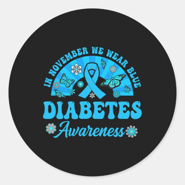 Adesivo Redondo Sensibilização para a diabetes em novembro Vestimo (Frente)