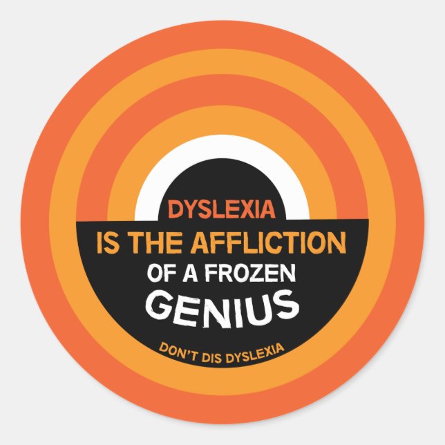 Adesivo Redondo Sensibilização para a dislexia | Apoio | Presentes (Frente)