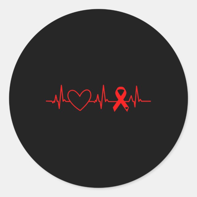 Adesivo Redondo Sensibilização para a Doença Cardíaca Mês Fita Ver (Frente)
