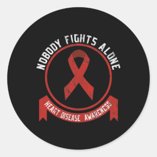 Adesivo Redondo Sensibilização para a Doença Cardíaca Mês Saúde Ca