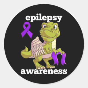 Adesivo Redondo Sensibilização para a Epilepsia Dinossauro Bonito