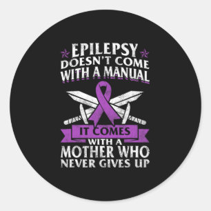 Adesivo Redondo Sensibilização para a Epilepsia Mãe Briso Roxo Con