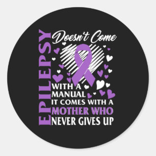 Adesivo Redondo Sensibilização para a Epilepsia Mãe Briso Roxo Con