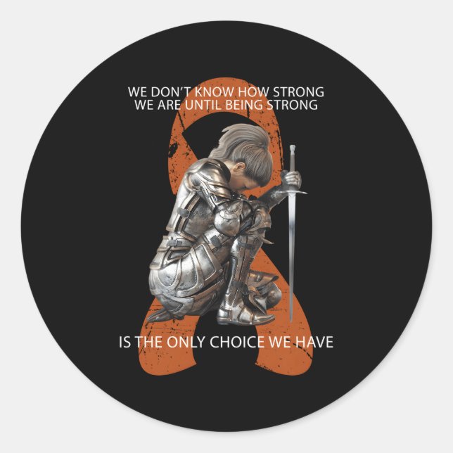 Adesivo Redondo Sensibilização para a esclerose múltipla laranja (Frente)