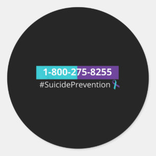 Adesivo Redondo Sensibilização para a Prevenção do Suicídio 1-800-