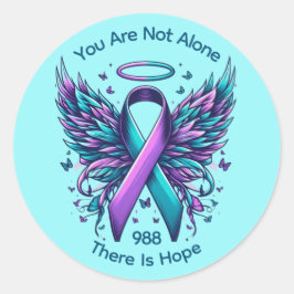 Adesivo Redondo Sensibilização para a prevenção do suicídio Fim da
