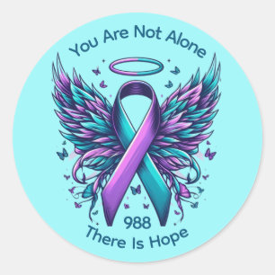 Adesivo Redondo Sensibilização para a prevenção do suicídio Fim da