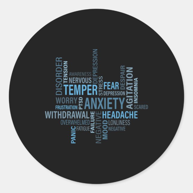 Adesivo Redondo Sensibilização para a saúde Ansiedade Depressão (Frente)