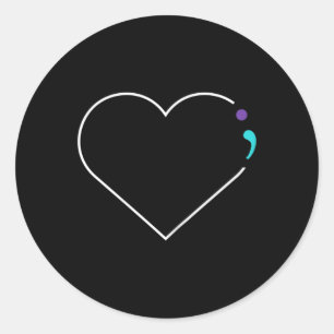 Adesivo Redondo Sensibilização para a Saúde Mental do Semicolon