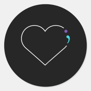 Adesivo Redondo Sensibilização para a Saúde Mental do Semicolon