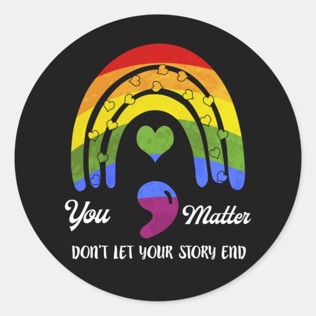 Adesivo Redondo Sensibilização para a Saúde Mental do Semicolon Nã (Frente)