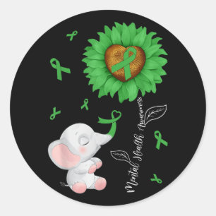 Adesivo Redondo Sensibilização para a saúde mental Elefante de gir