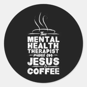 Adesivo Redondo Sensibilização para a Saúde Mental Jesus & Caf