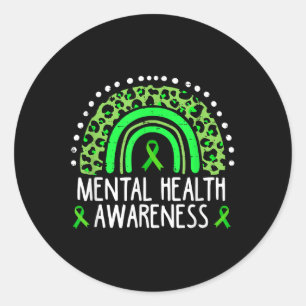 Adesivo Redondo Sensibilização para a saúde mental Mês Rainbow Leo