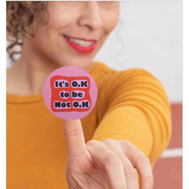 Adesivo Redondo Sensibilização para a saúde mental OK não ser OK C (Criador carregado)