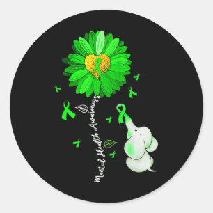 Adesivo Redondo Sensibilização para a saúde mental Sunflower Green