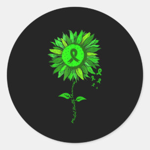 Adesivo Redondo Sensibilização para a saúde mental Sunflower Green