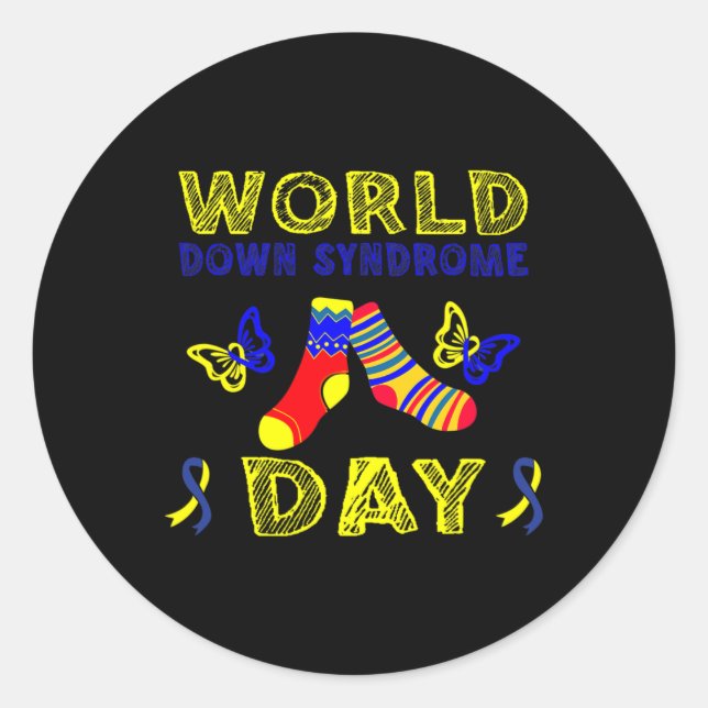 Adesivo Redondo Sensibilização para a síndrome de Down T21 Agita s (Frente)