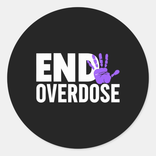 Adesivo Redondo Sensibilização para a Sobredosagem - Acabar com a  (Frente)