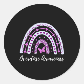 Adesivo Redondo Sensibilização para a sobredosagem Boho Arco-Íris