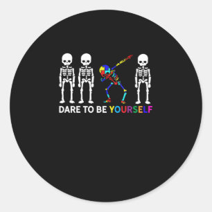 Adesivo Redondo Sensibilização para o Autismo de Skeleton Dabbin
