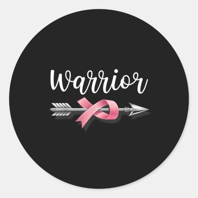 Adesivo Redondo Sensibilização para o Cancer da Mama do Guerreiro  (Frente)