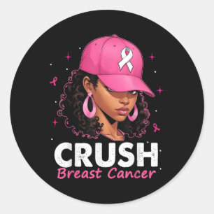 Adesivo Redondo Sensibilização para o Cancer da Mama Esmagadora Mu
