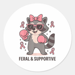 Adesivo Redondo Sensibilização Para O Cancer Engraçado Raccoon Fer