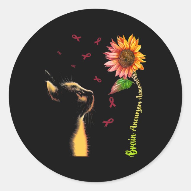 Adesivo Redondo Sensibilização para o neurismo do Cérebro de Giras (Frente)