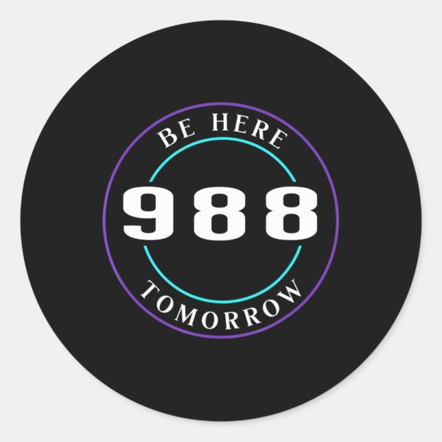 Adesivo Redondo Sensibilização para o Suicídio 988 - Prevenção do  (Frente)
