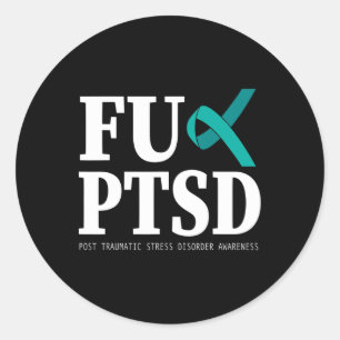 Adesivo Redondo Sensibilização para Ptsd de Friso Teal - Suporte a