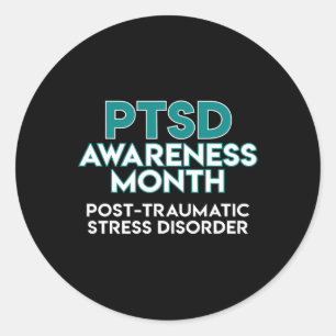 Adesivo Redondo Sensibilização Ptsd Mês Posto Desordem de Estresse