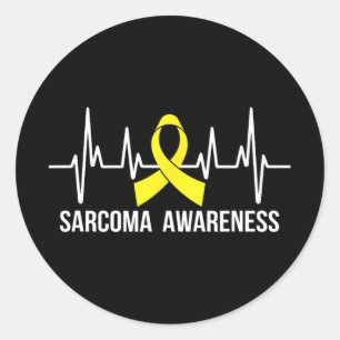 Adesivo Redondo Sensibilização Sarcoma - Pulso de Fita Amarelo