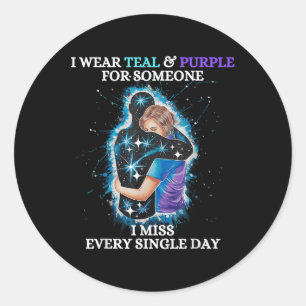 Adesivo Redondo Sensibilização Suicida Eu Visto Teal & Purple