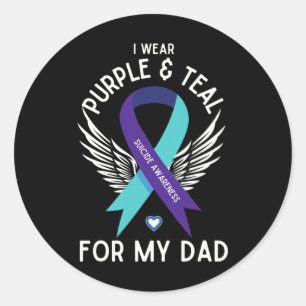 Adesivo Redondo Sensibilização Suicida Eu Visto Teal E Purple Para