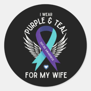 Adesivo Redondo Sensibilização Suicida Eu Visto Teal E Purple Para