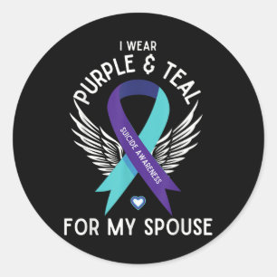 Adesivo Redondo Sensibilização Suicida Eu Visto Teal E Purple Para